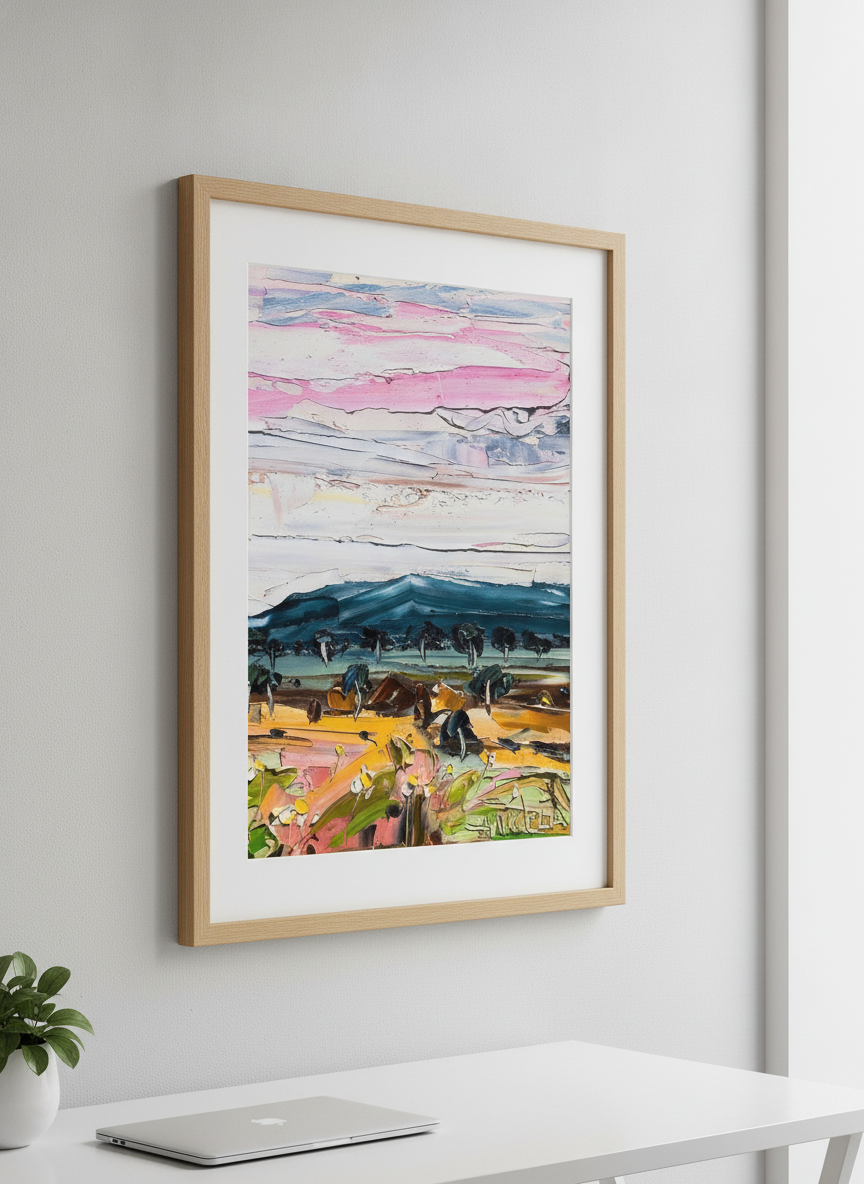 Contemporary wall art featured in a bright modern office workspace