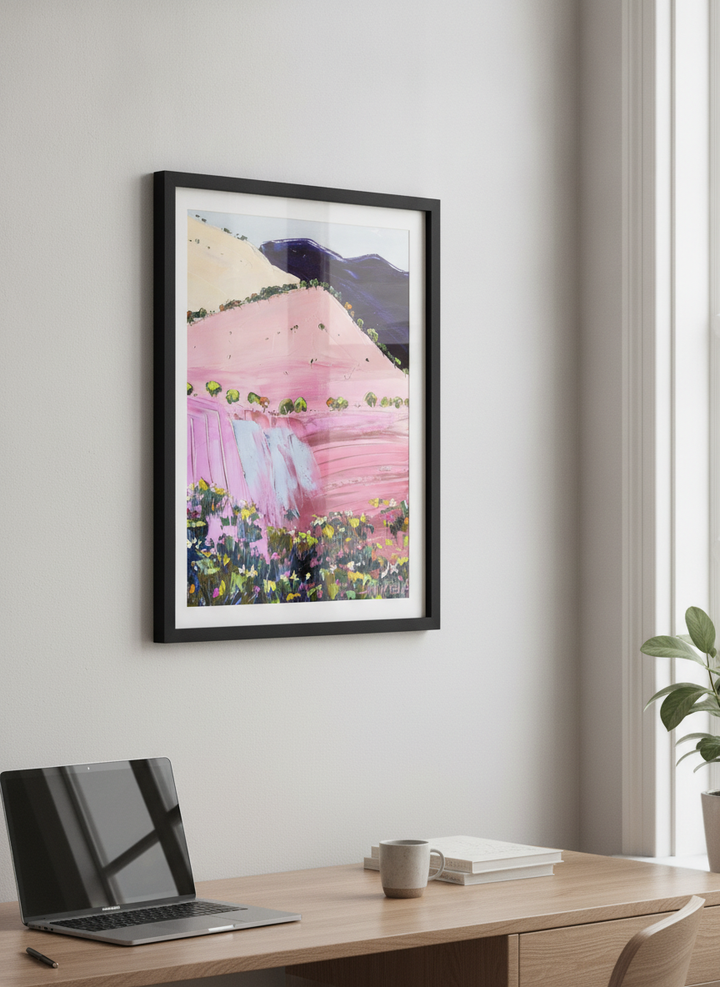 Contemporary wall art featured in a bright modern office workspace