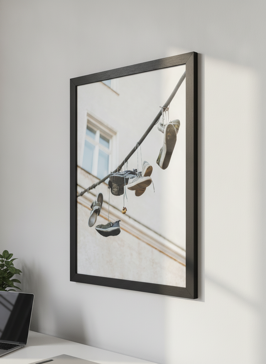 Contemporary wall art featured in a bright modern office workspace