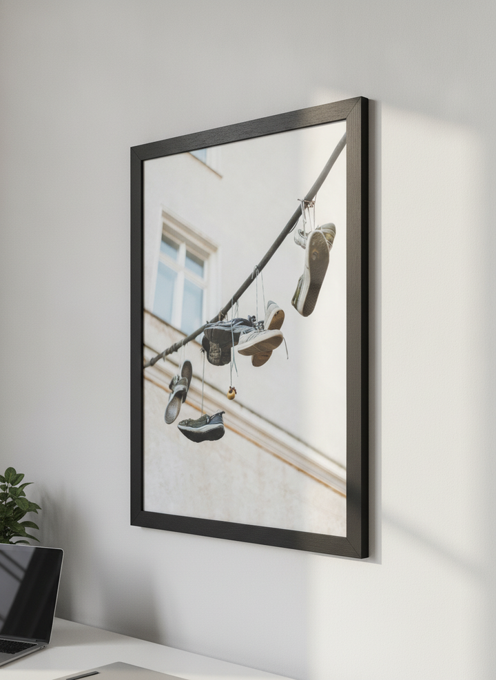 Contemporary wall art featured in a bright modern office workspace