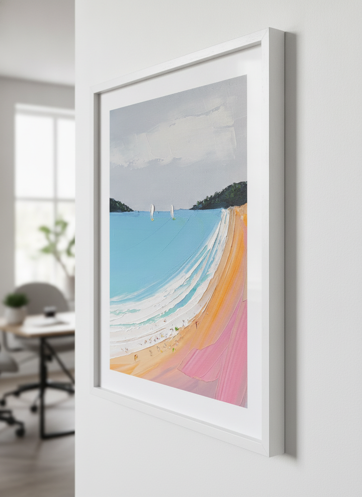 Contemporary wall art featured in a bright modern office workspace