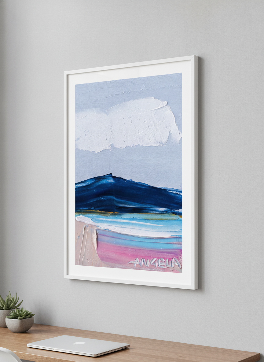 Contemporary wall art featured in a bright modern office workspace