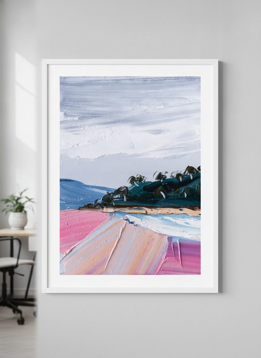 Contemporary wall art featured in a bright modern office workspace