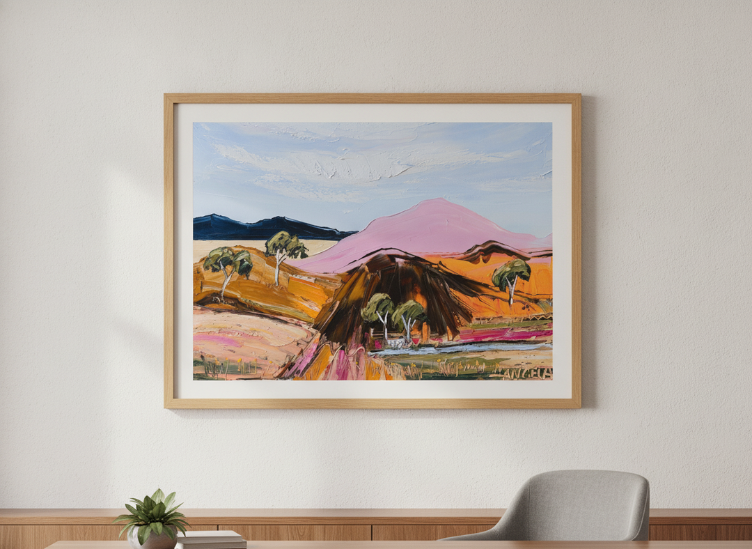 Contemporary wall art featured in a bright modern office workspace