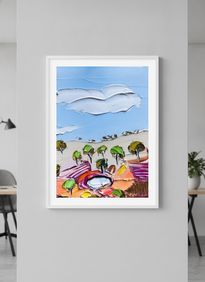 Contemporary wall art featured in a bright modern office workspace