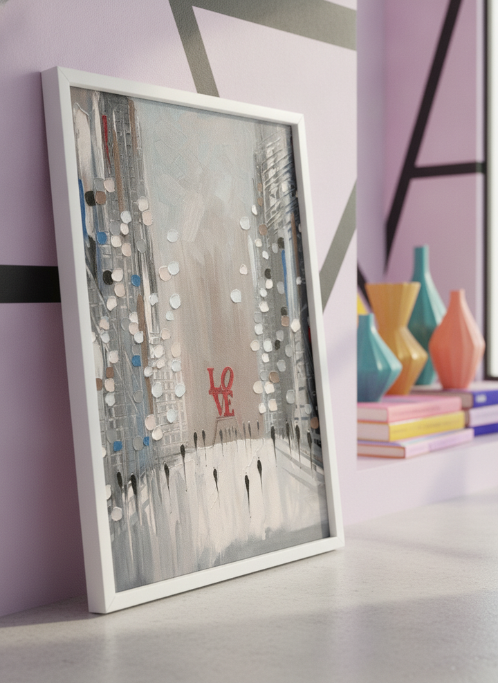 Bold wall art styled in a colourful, eclectic modern home