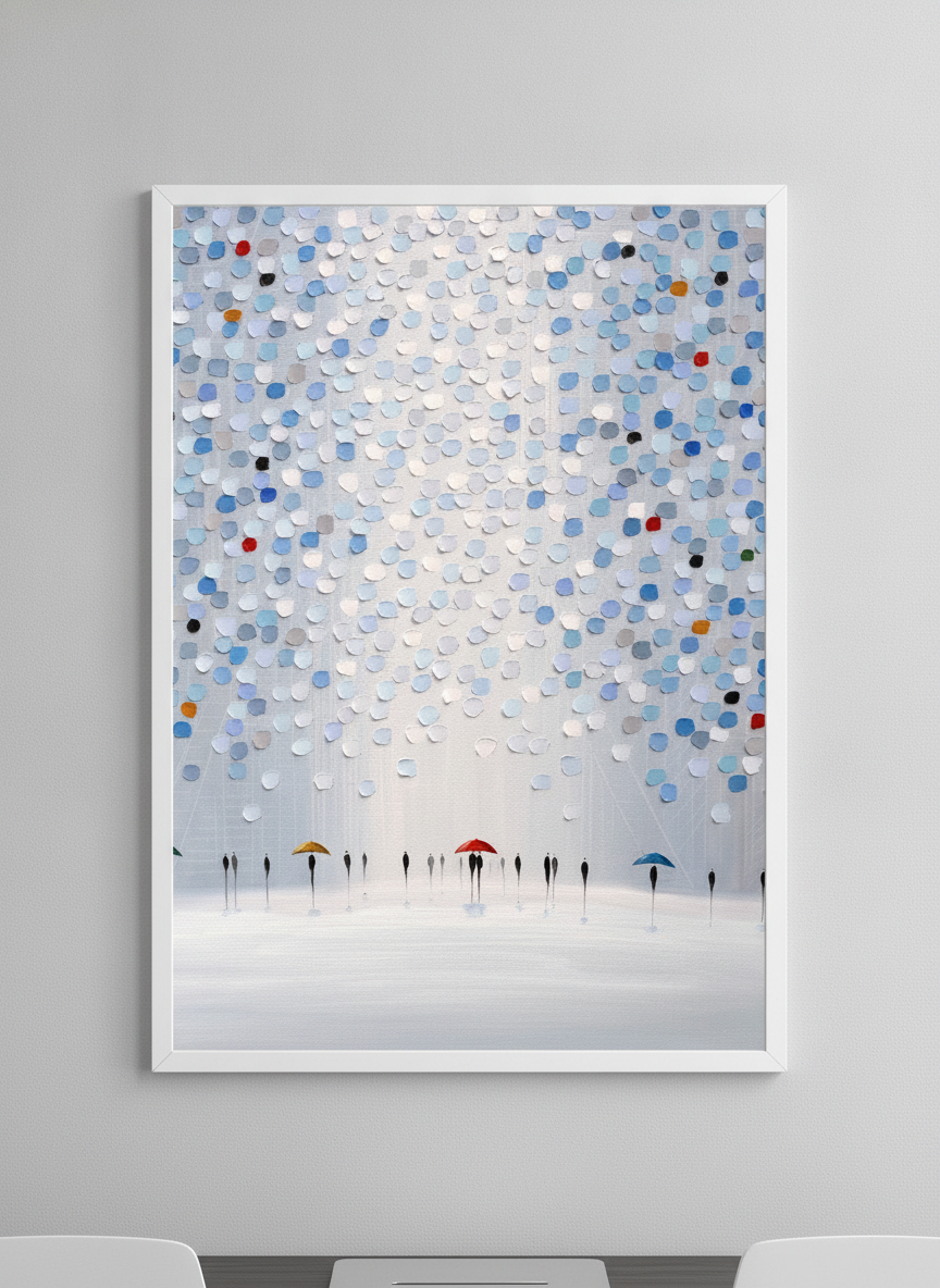 Contemporary wall art featured in a bright modern office workspace