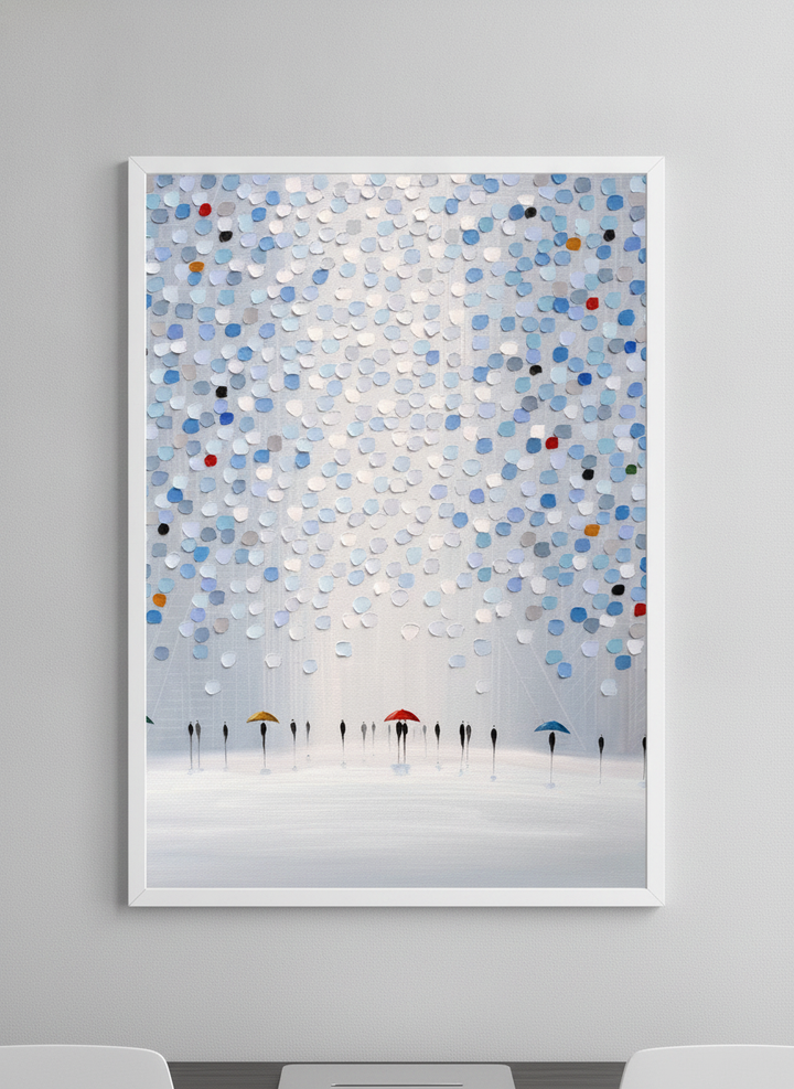 Contemporary wall art featured in a bright modern office workspace