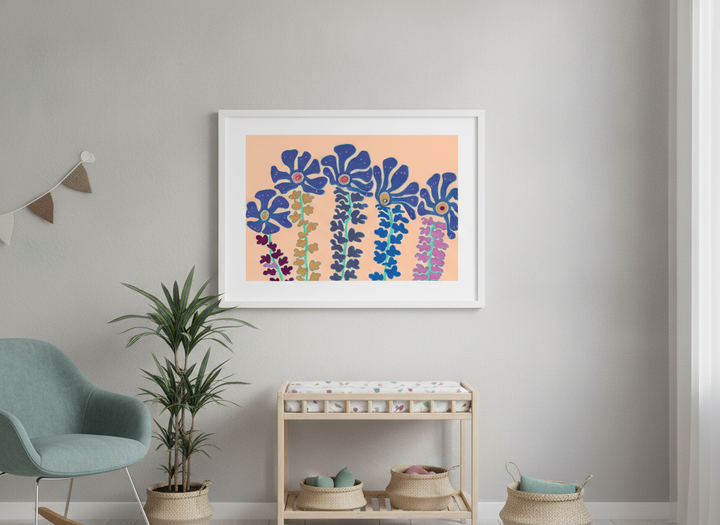 Soft neutral wall art styled in a serene nursery with pastel tones