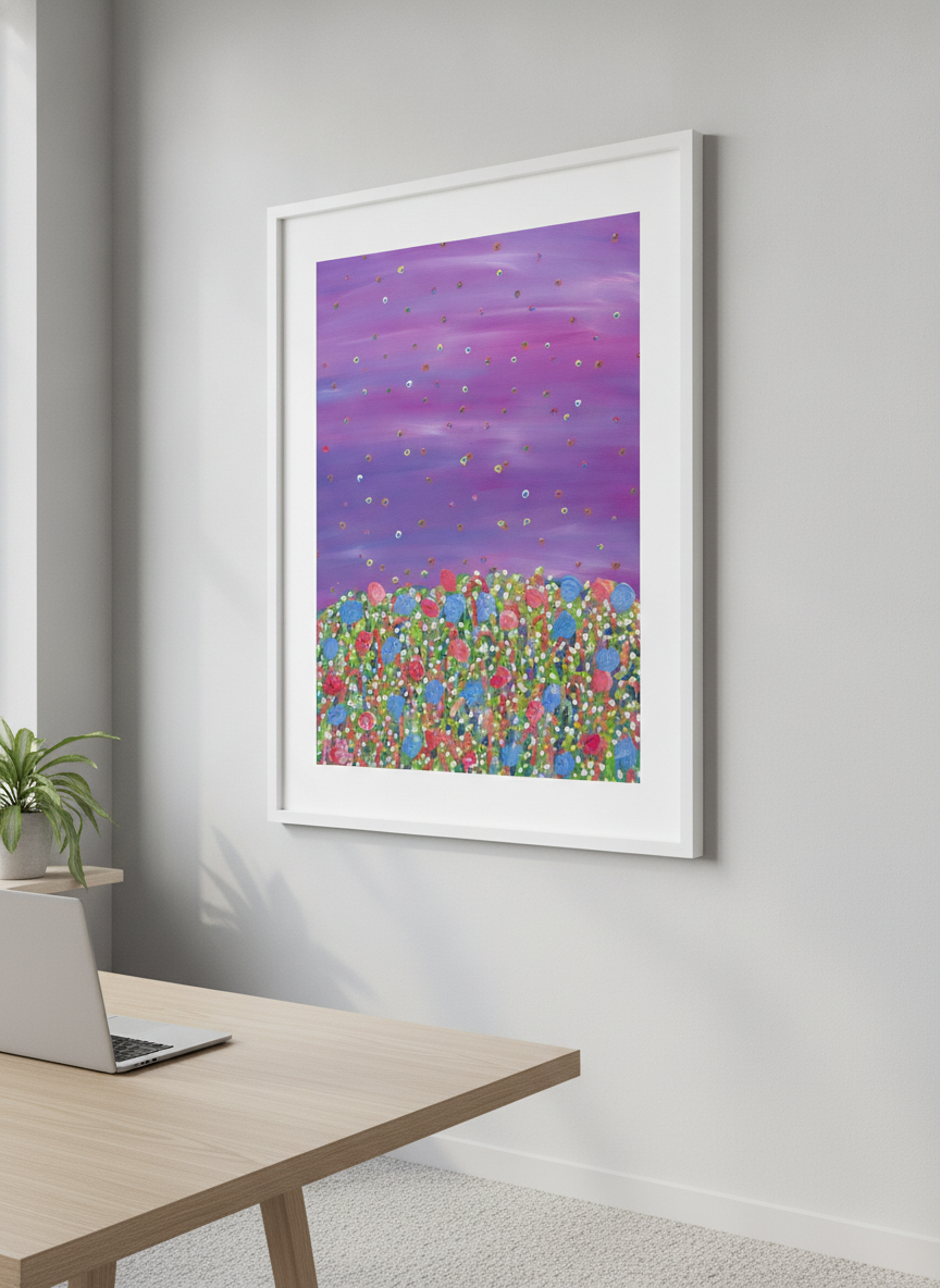 Contemporary wall art featured in a bright modern office workspace