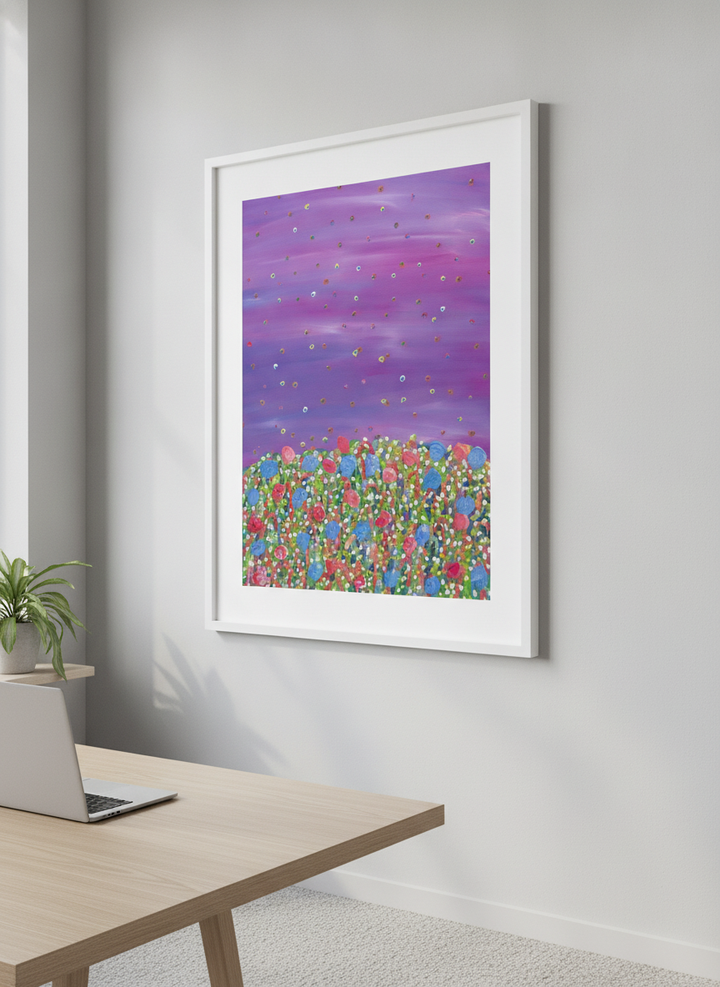 Contemporary wall art featured in a bright modern office workspace