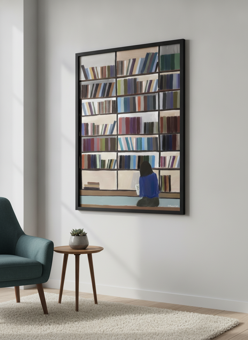 Modern wall art styled above a sofa in a neutral living room