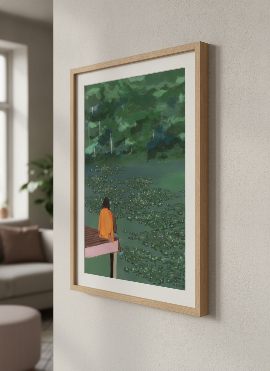 Modern wall art styled above a sofa in a neutral living room