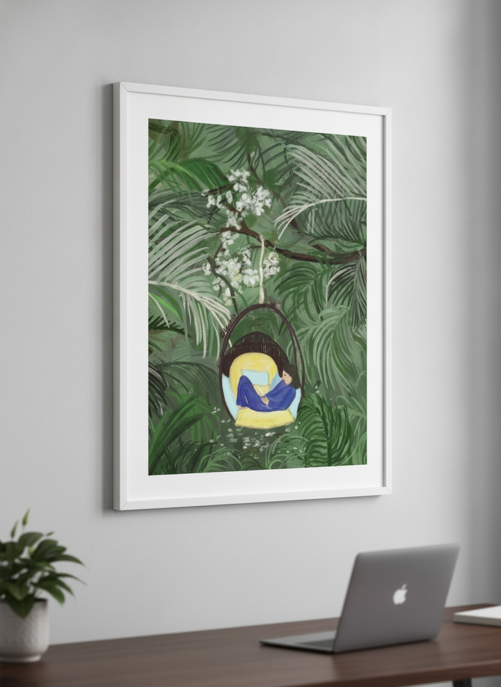 Contemporary wall art featured in a bright modern office workspace