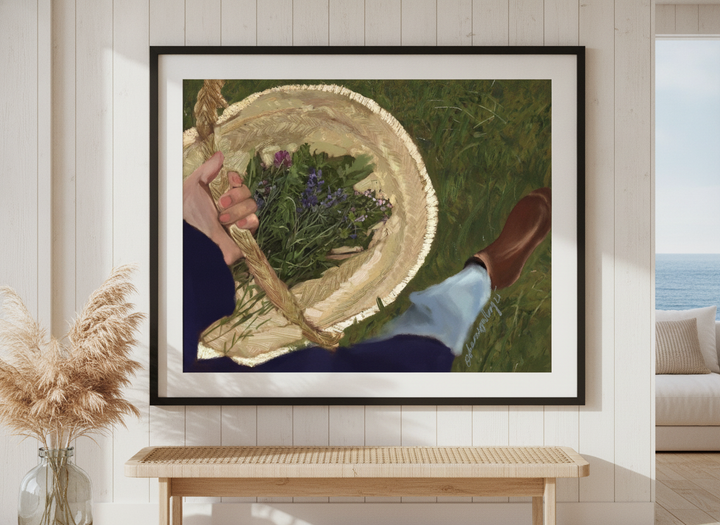 Neutral wall art displayed in a sunny coastal beach house