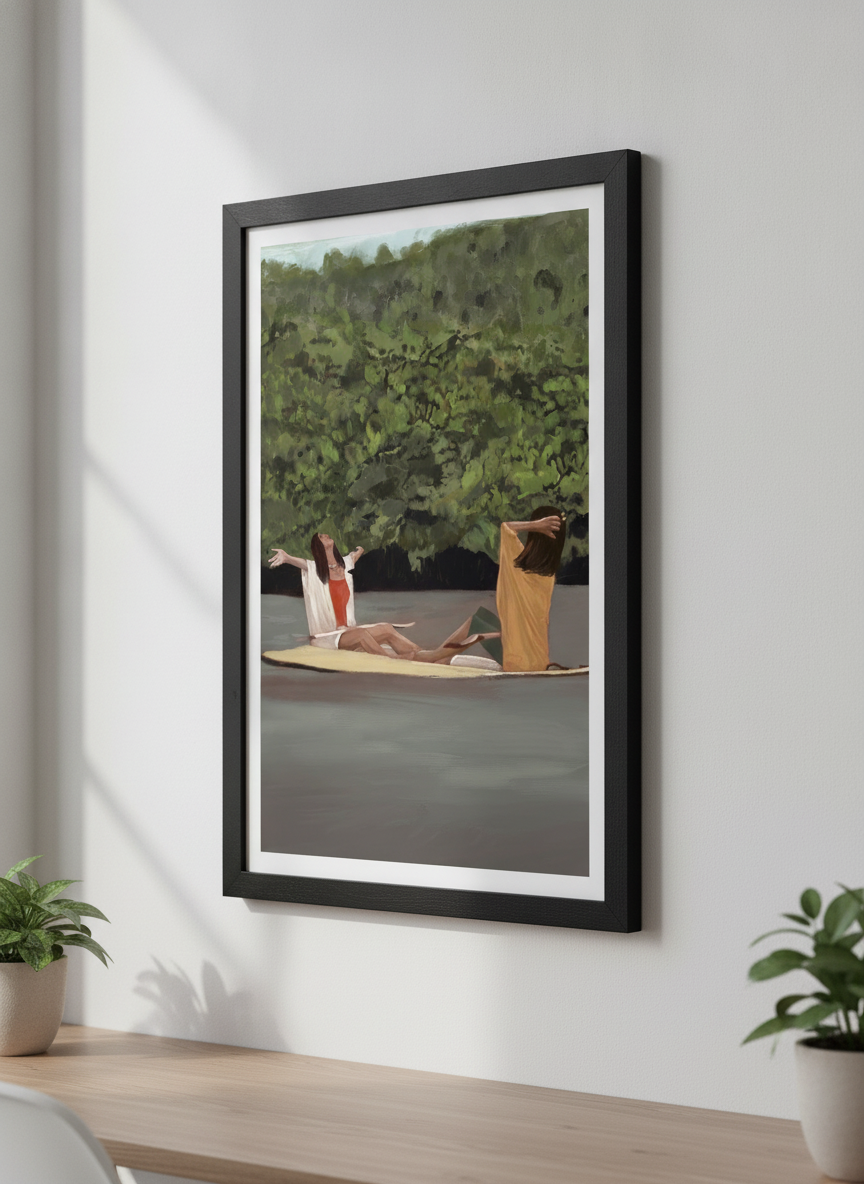 Contemporary wall art featured in a bright modern office workspace