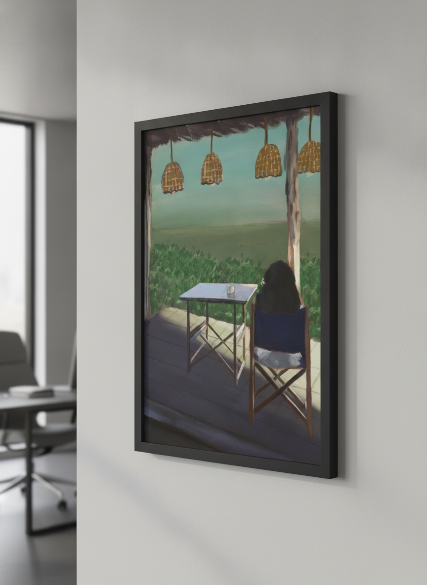Contemporary wall art featured in a bright modern office workspace