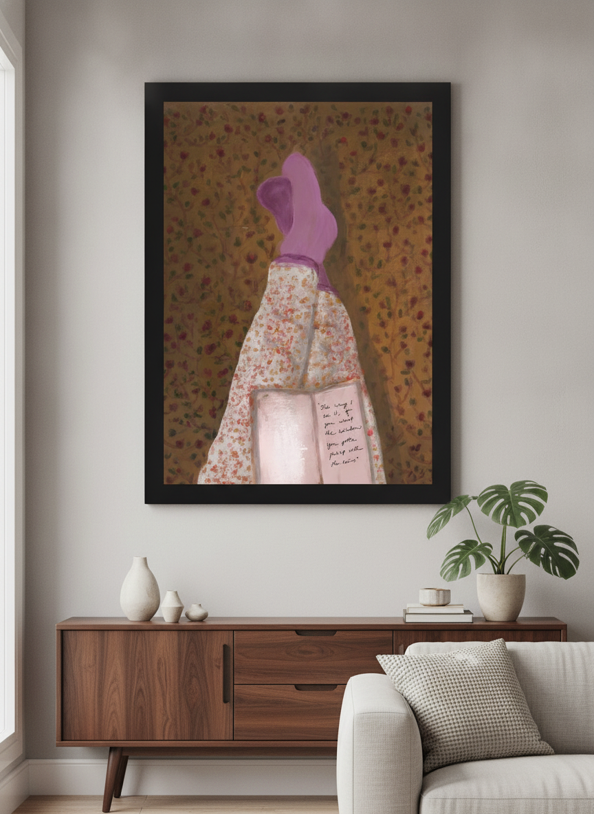 Modern wall art styled above a sofa in a neutral living room