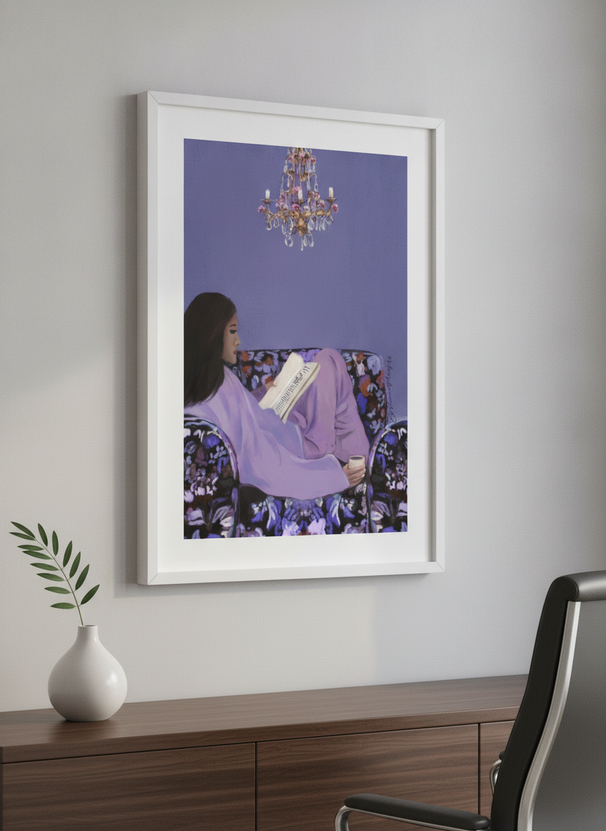 Contemporary wall art featured in a bright modern office workspace