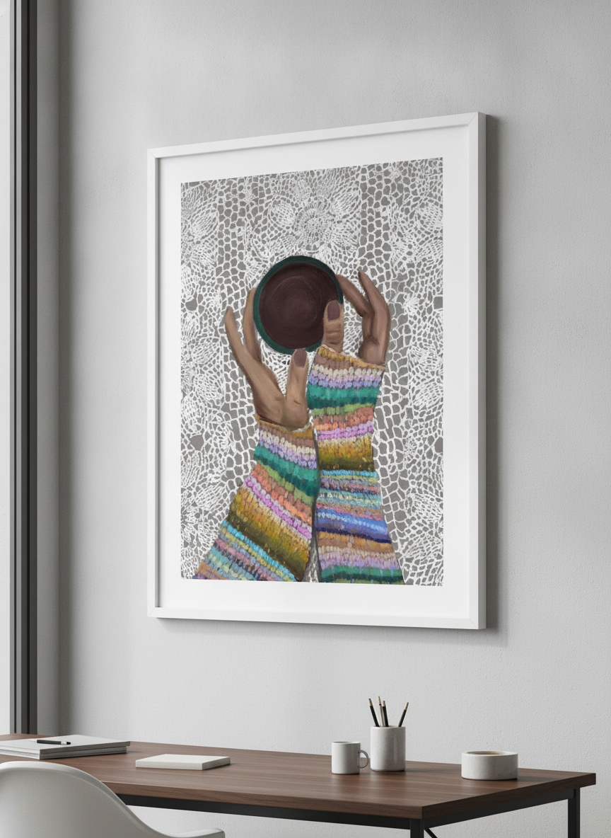 Contemporary wall art featured in a bright modern office workspace