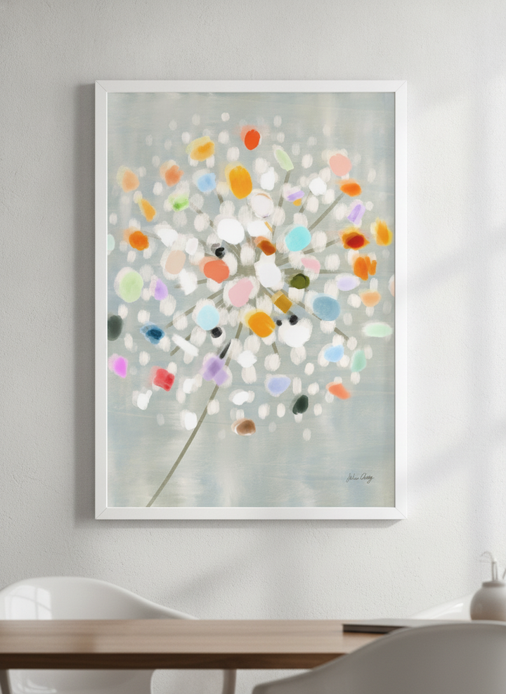 Contemporary wall art featured in a bright modern office workspace