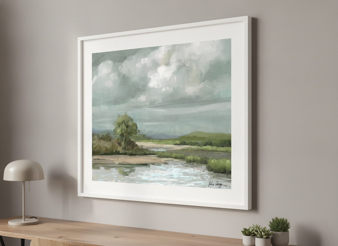 Contemporary wall art featured in a bright modern office workspace