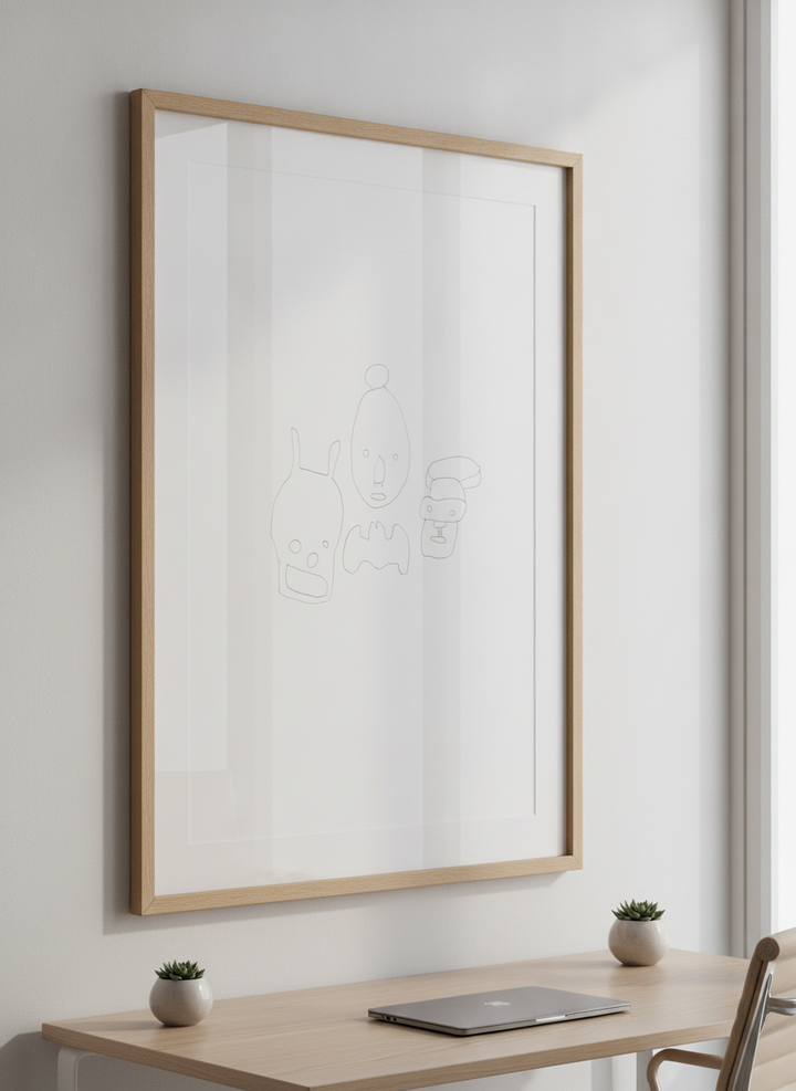 Contemporary wall art featured in a bright modern office workspace