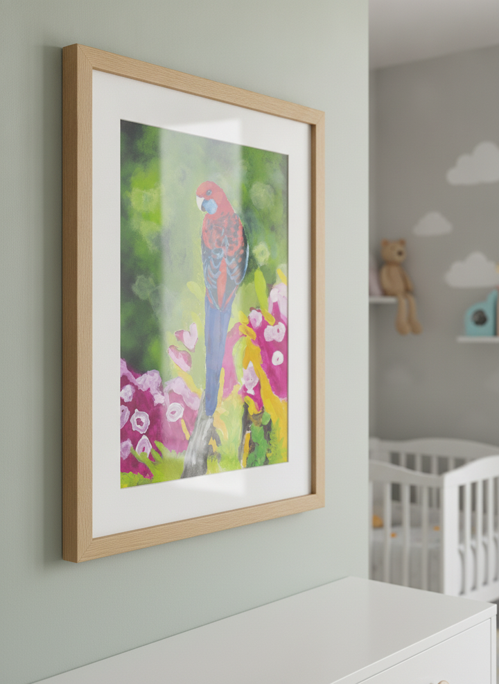 Soft neutral wall art styled in a serene nursery with pastel tones