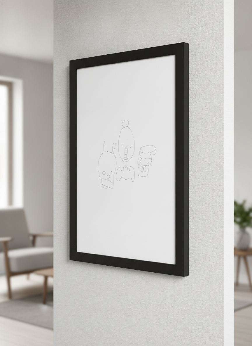 Modern wall art styled above a sofa in a neutral living room