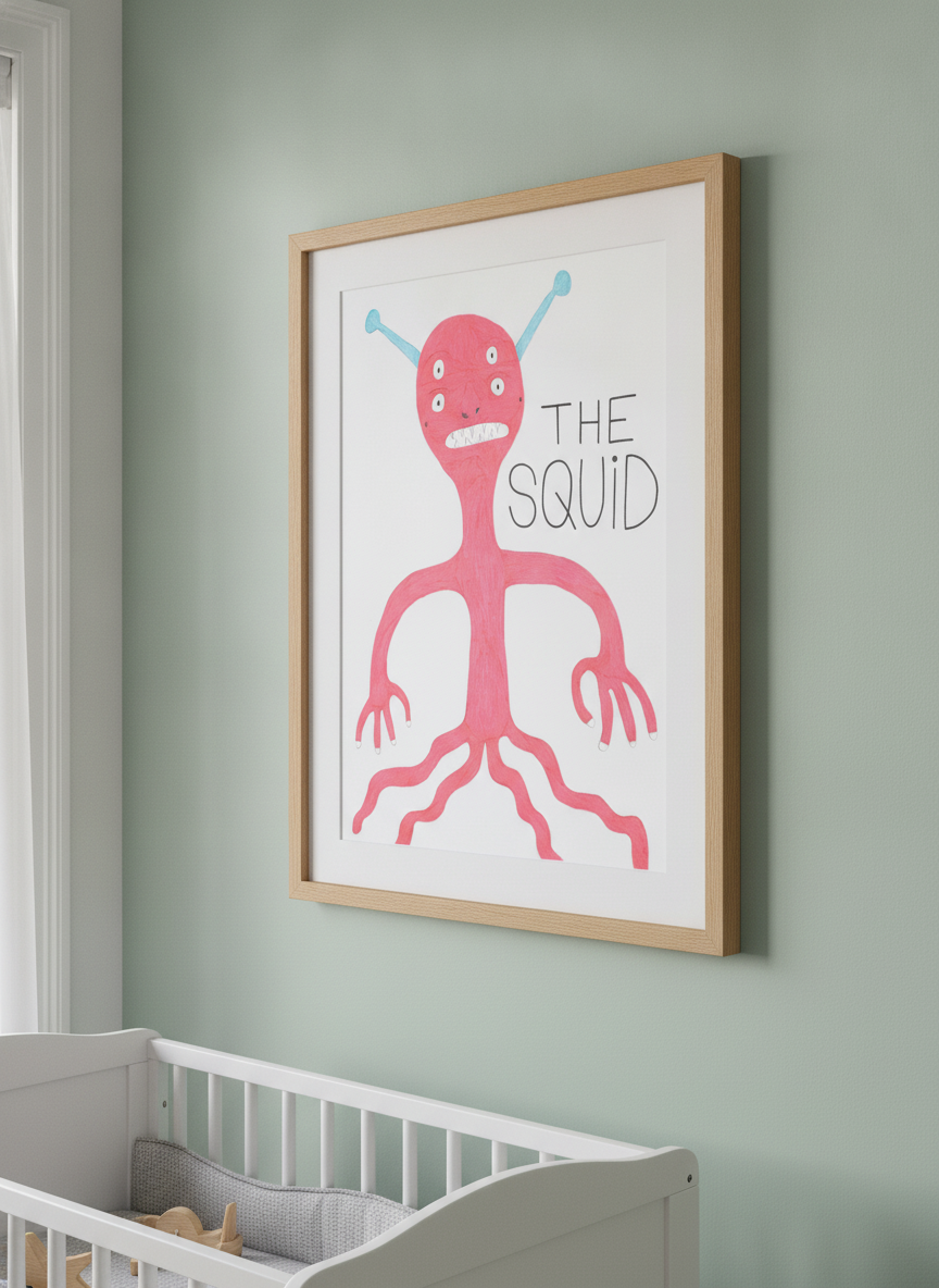 Soft neutral wall art styled in a serene nursery with pastel tones