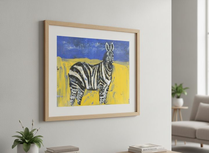 Modern wall art styled above a sofa in a neutral living room