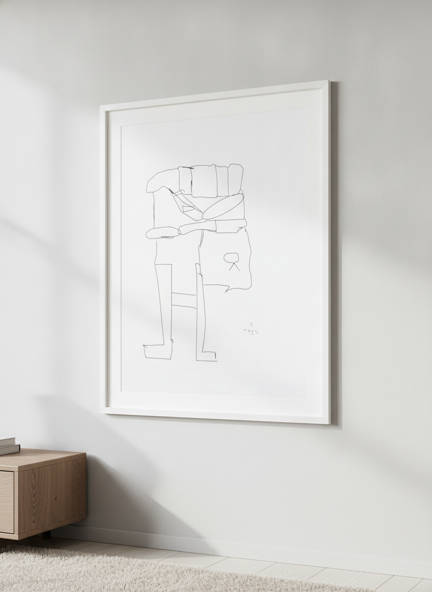 Modern wall art styled above a sofa in a neutral living room