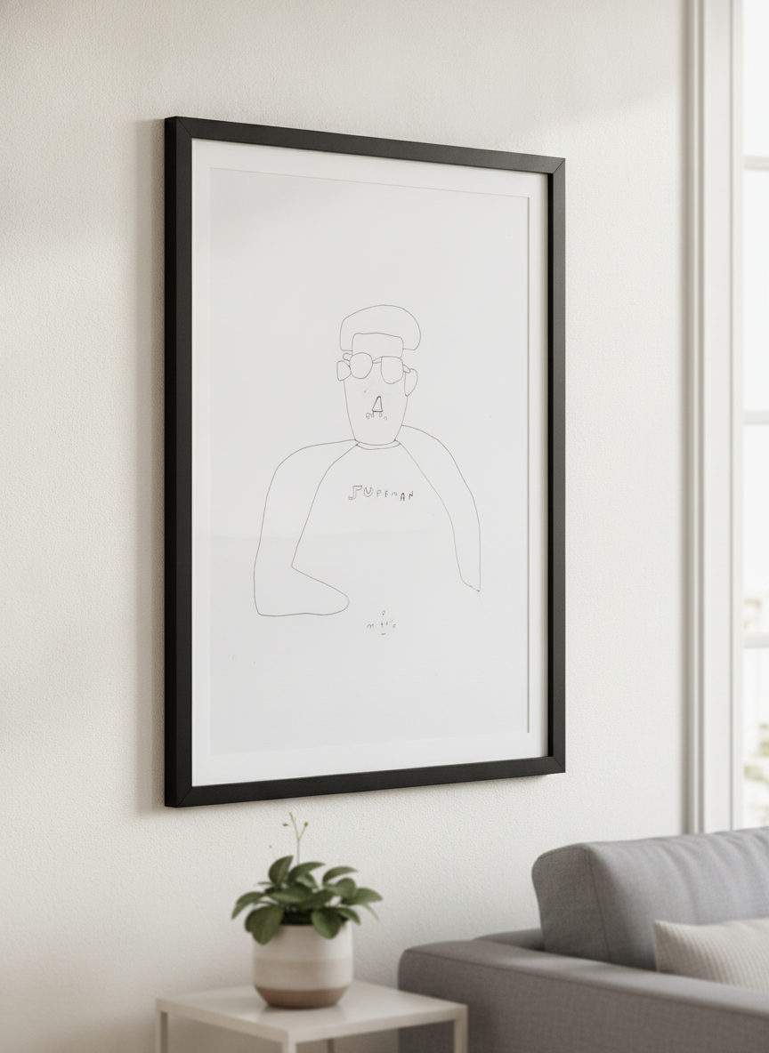 Modern wall art styled above a sofa in a neutral living room