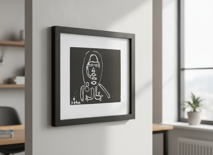 Contemporary wall art featured in a bright modern office workspace