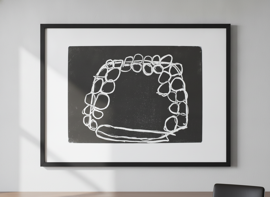 Contemporary wall art featured in a bright modern office workspace