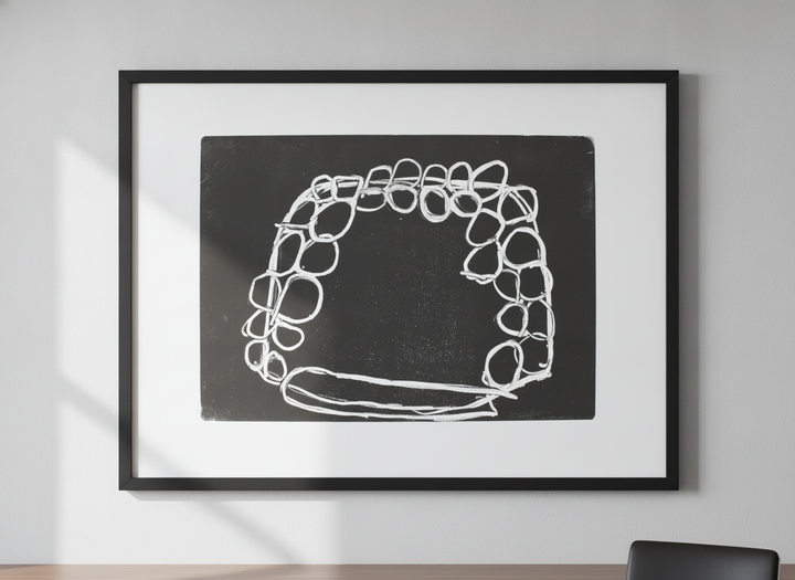 Contemporary wall art featured in a bright modern office workspace