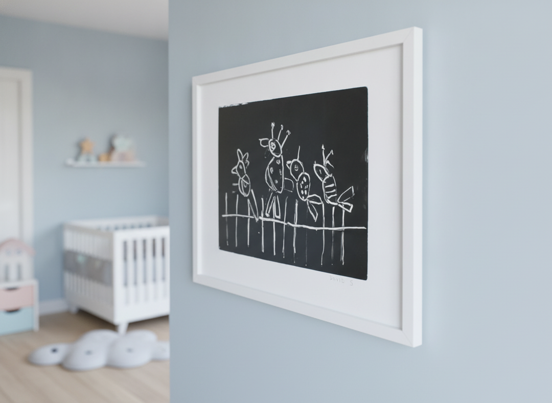 Soft neutral wall art styled in a serene nursery with pastel tones