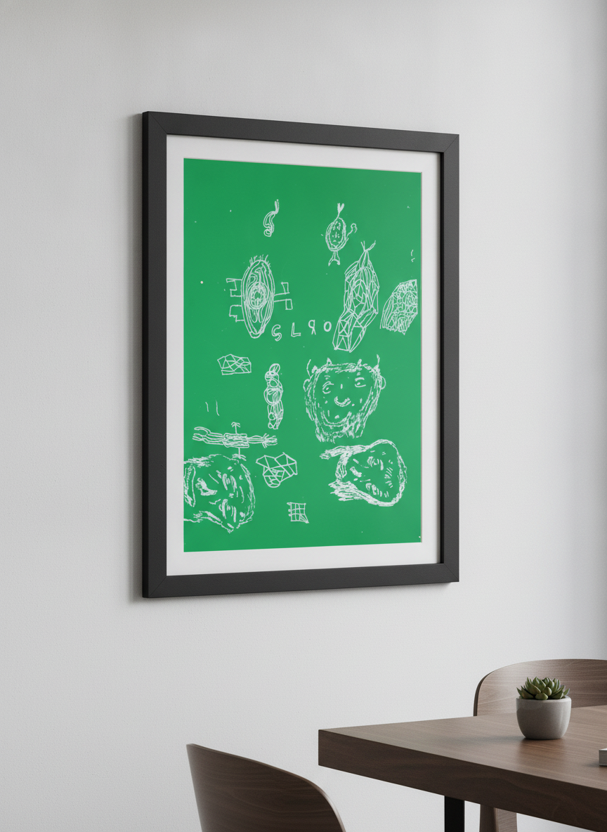 Contemporary wall art featured in a bright modern office workspace