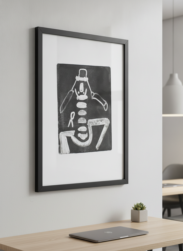 Contemporary wall art featured in a bright modern office workspace