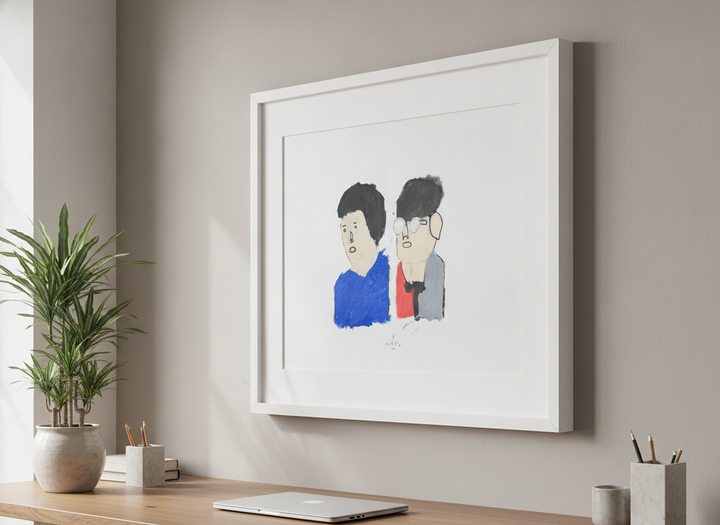Contemporary wall art featured in a bright modern office workspace