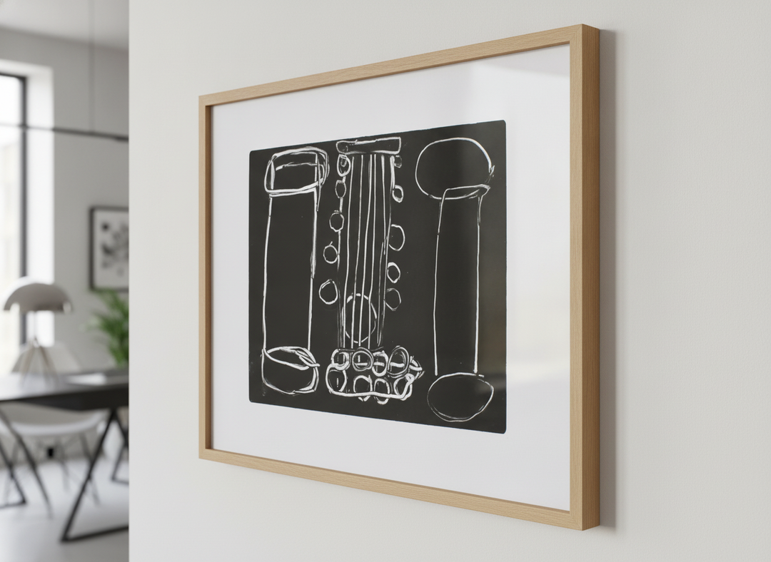Contemporary wall art featured in a bright modern office workspace