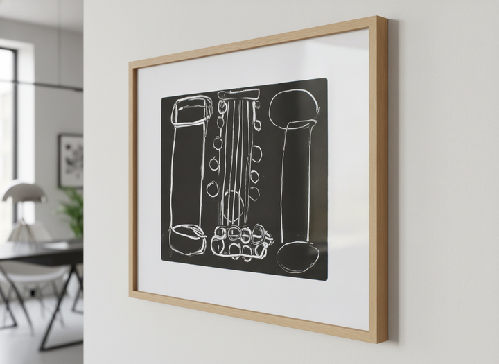 Contemporary wall art featured in a bright modern office workspace