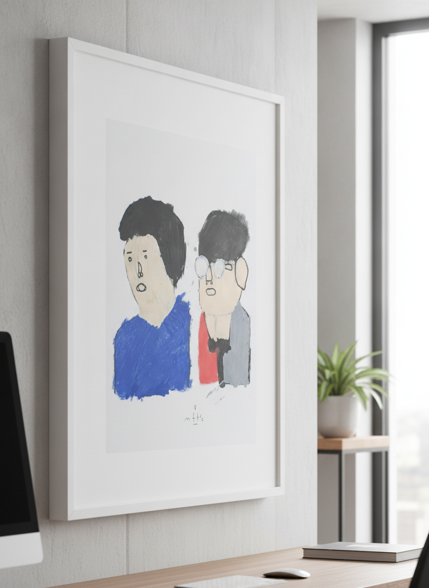 Contemporary wall art featured in a bright modern office workspace