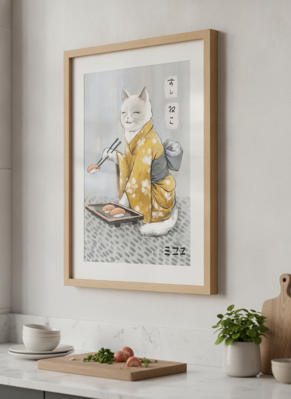 Sushi Cat in Kimono By Mikoko