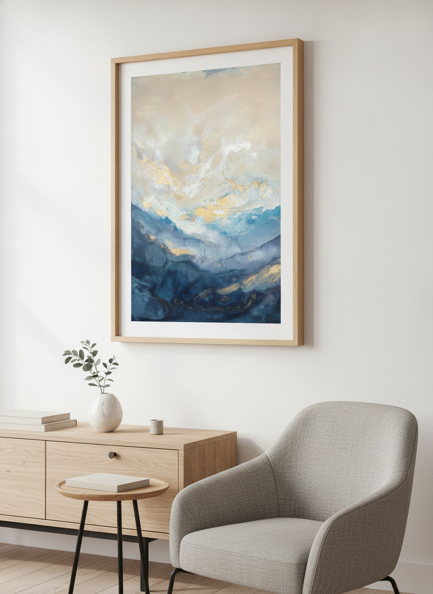 Contemporary wall art featured in a bright modern office workspace