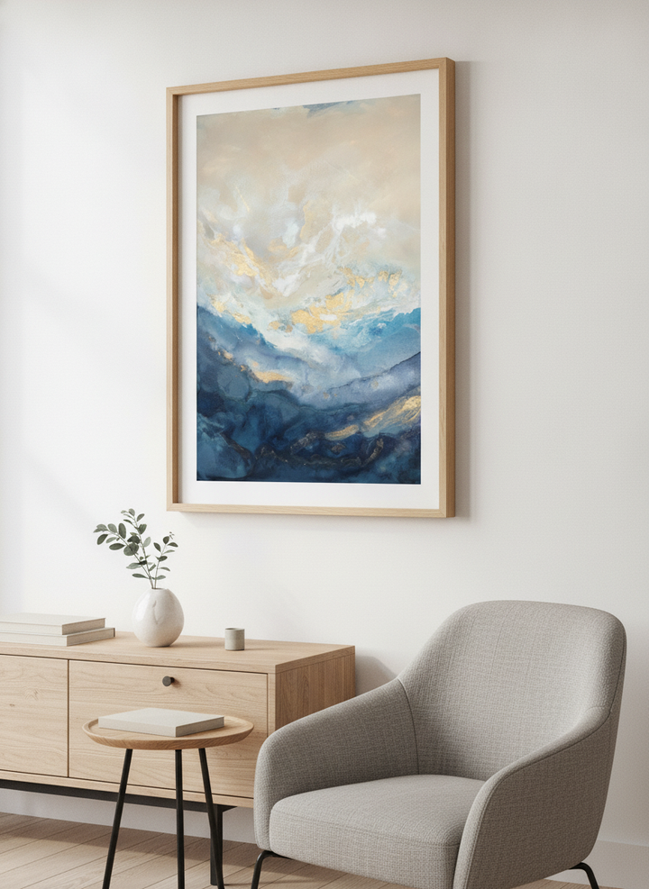 Contemporary wall art featured in a bright modern office workspace