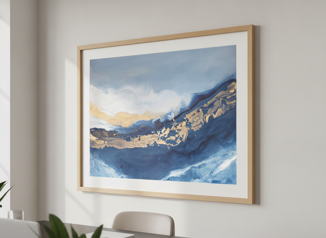 Contemporary wall art featured in a bright modern office workspace