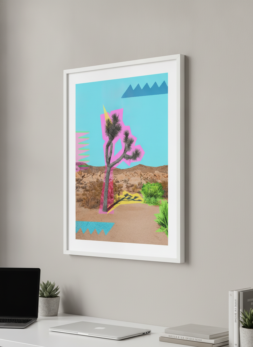 Contemporary wall art featured in a bright modern office workspace