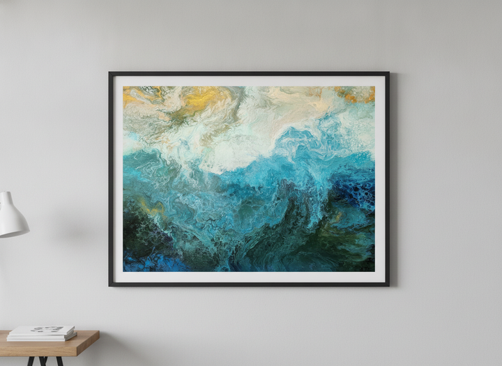 Contemporary wall art featured in a bright modern office workspace