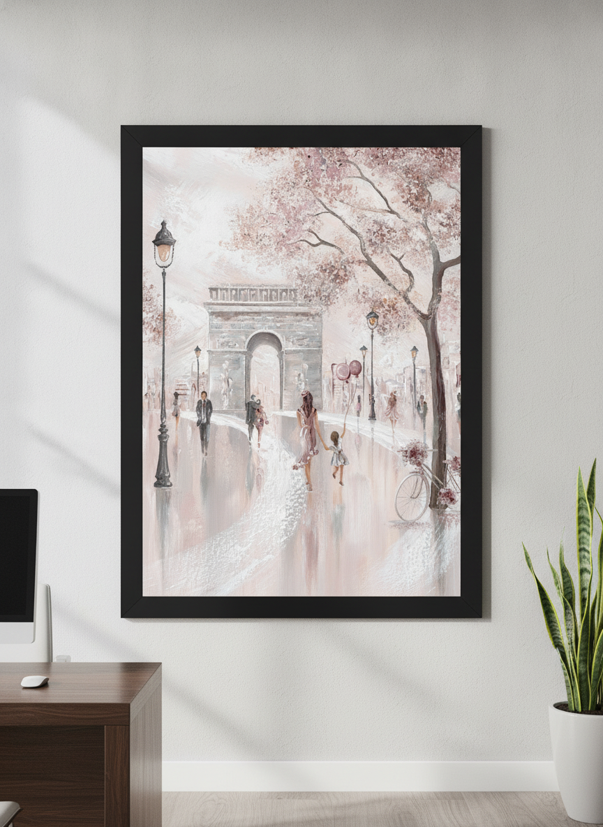 Contemporary wall art featured in a bright modern office workspace